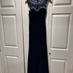 Camille La Vie Blue and Silver Embellished Maxi Gown 2 EUC